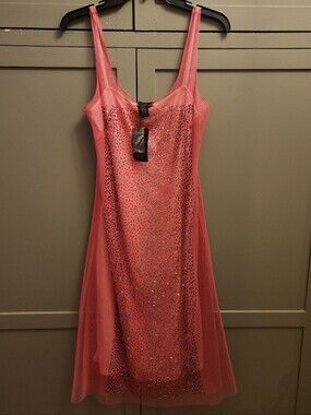 BCBG Azale Sheer Pink Sequin Slip Dress